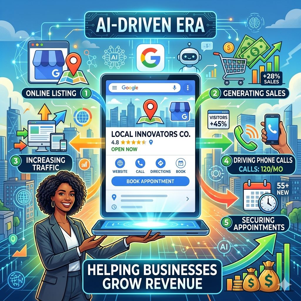 Google Business Profile dashboard showing local SEO performance